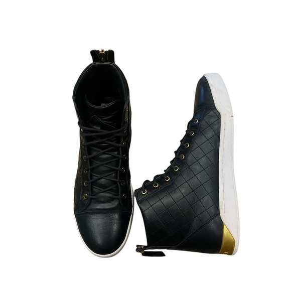 Diesel Diamond  High Top Black Leather Quilted Sneakers SZ 11 main image 7